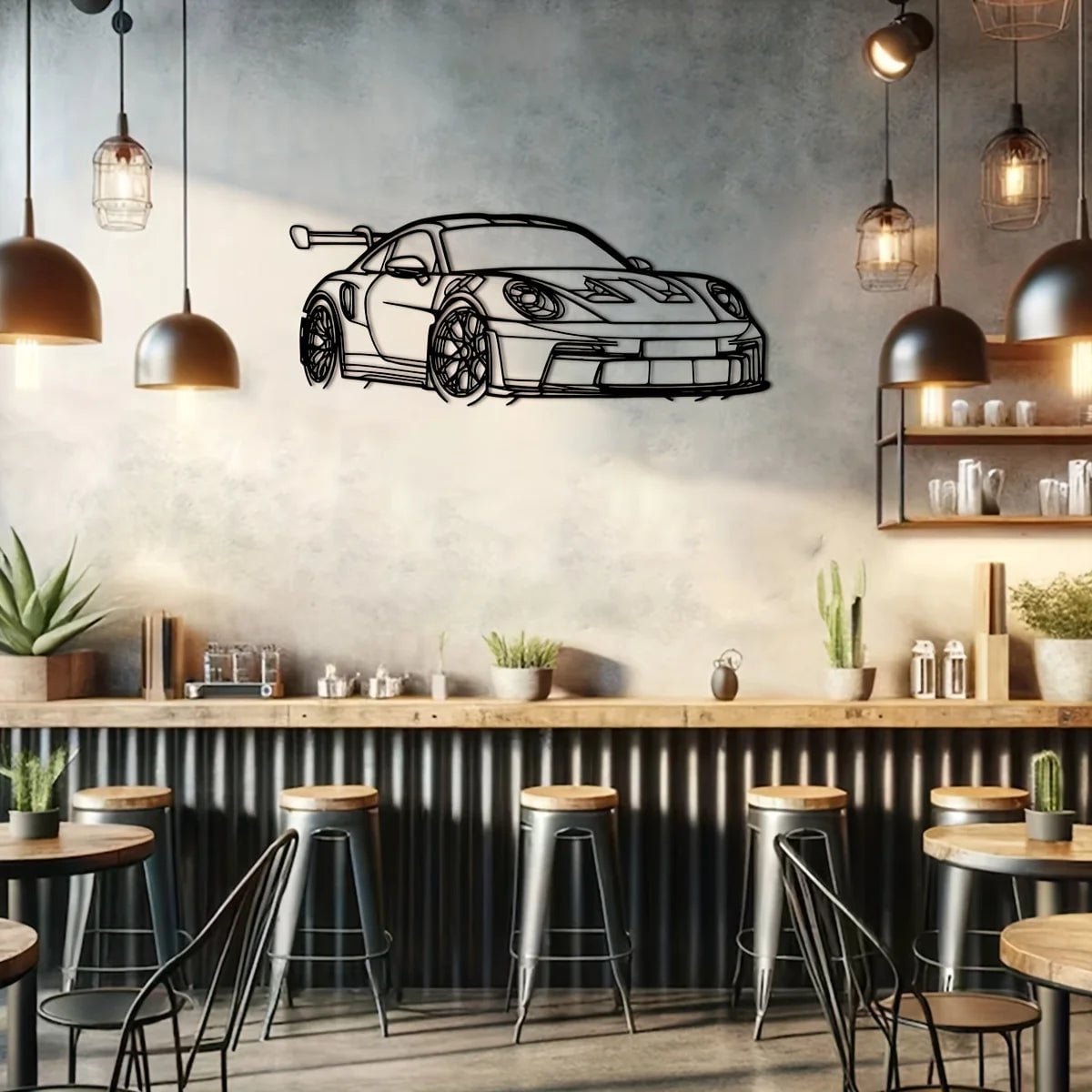Metal Supercar Wall Art 15.75x6.32 Iron Racing Car Sculpture Decor