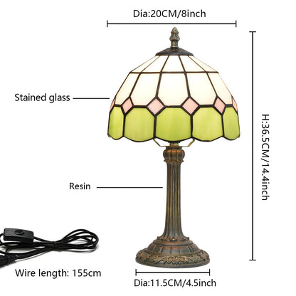 8" Mediterranean Stained Glass Table Lamp - Minimalist Bedside Reading
