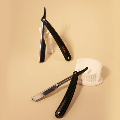 2pc Folding Straight Edge Manual Razor Set - Professional Barber