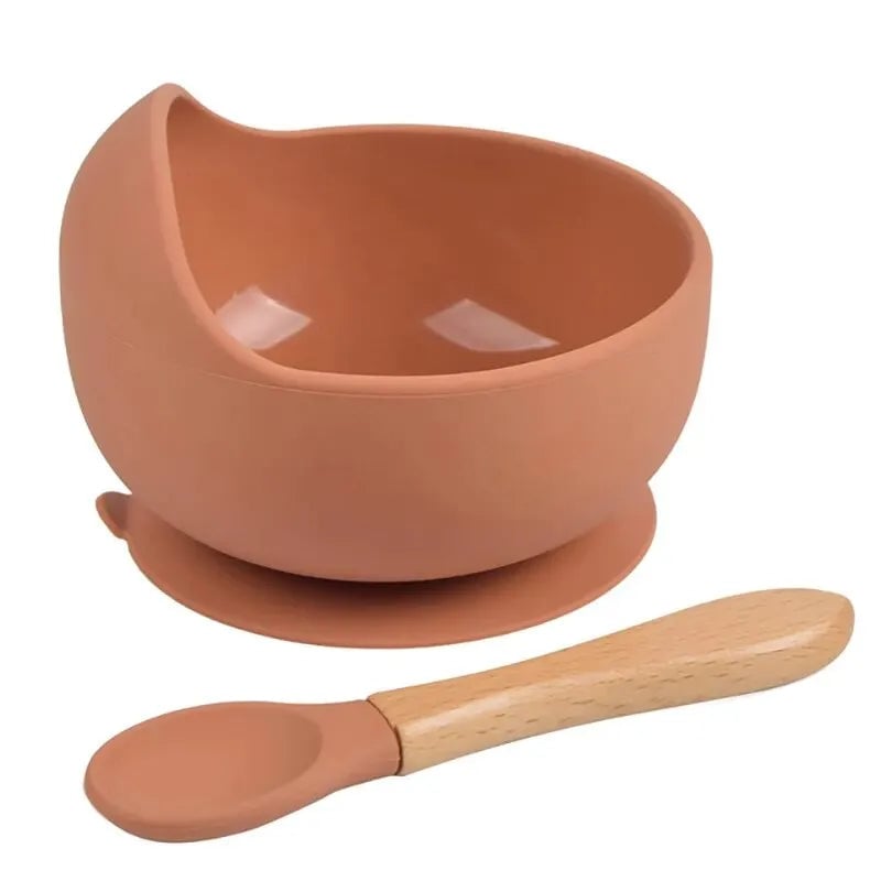 2PC Silicone Baby Feeding Bowl Set with Training Spoon - Non-Slip