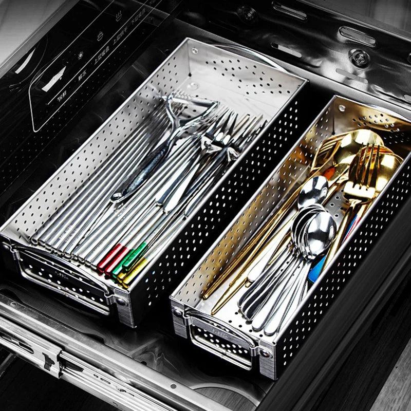 304 Stainless Steel Cutlery Drainer Box - Chopstick Fork Storage
