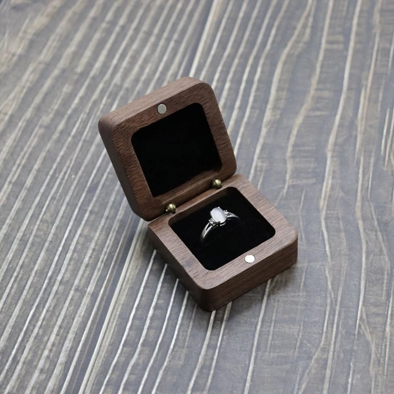 Wooden Ring Box - Premium Jewelry Organizer for Engagement Proposal