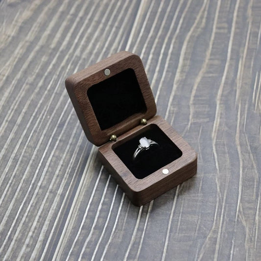 Wooden Ring Box - Premium Jewelry Organizer for Engagement Proposal