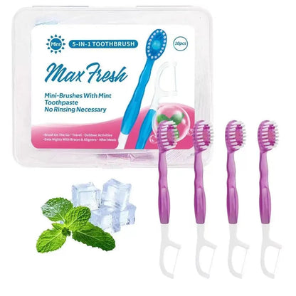 3-in-1 Portable Travel Toothbrush Set with Bursting Beads & Floss