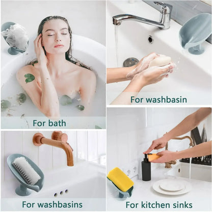 Self-Draining Leaf Shape Soap Holder - Extends Bar Soap Life
