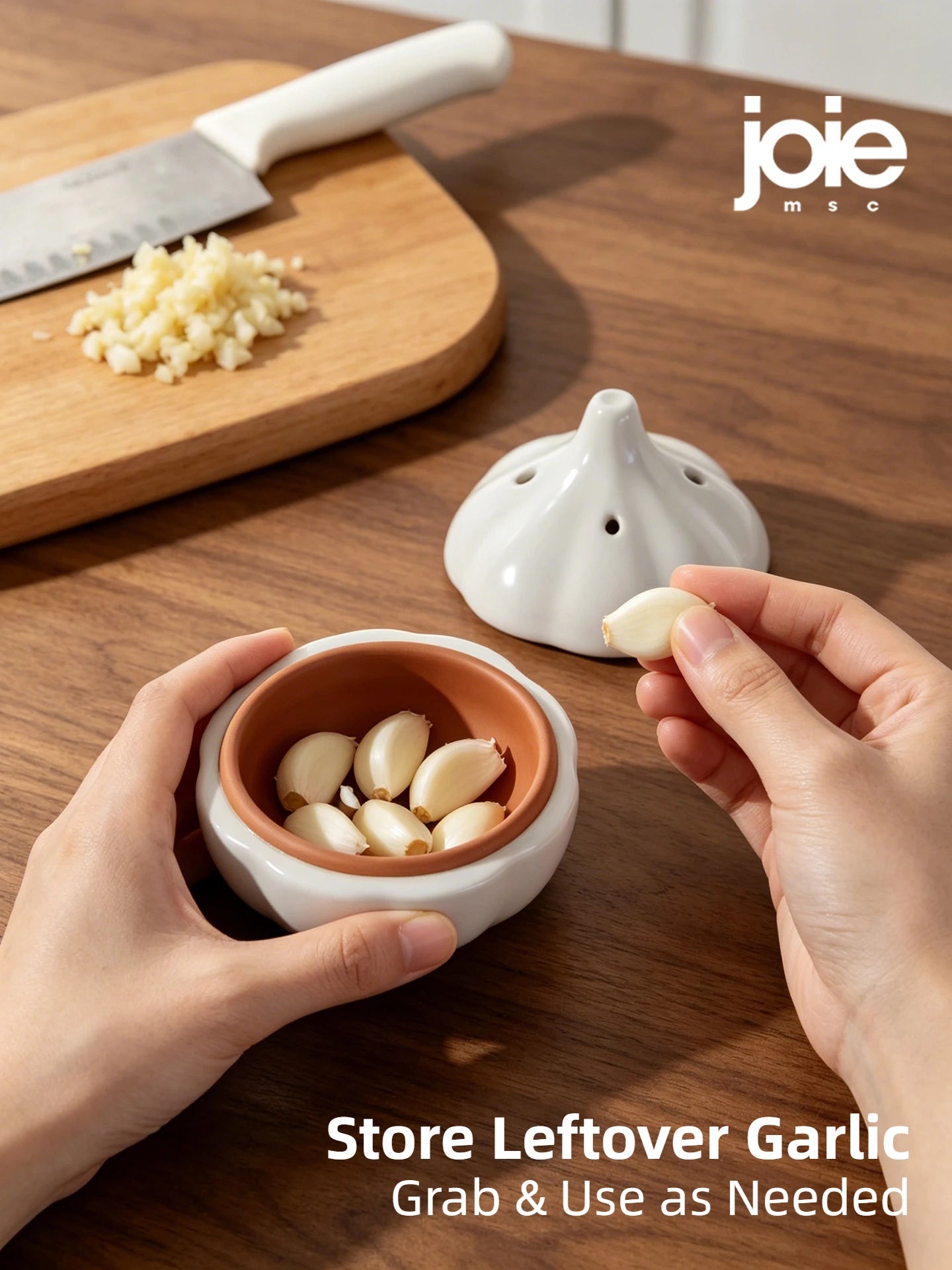 Ceramic Garlic Storage Container - Moisture Proof Anti Mold Design