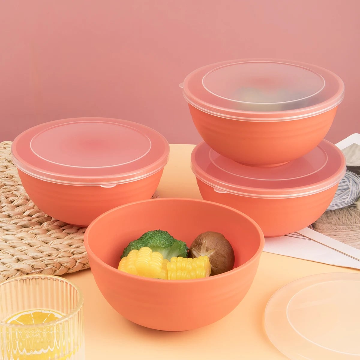 4-Piece Sealed Bowl Set with Lids - Bento Box Food Storage