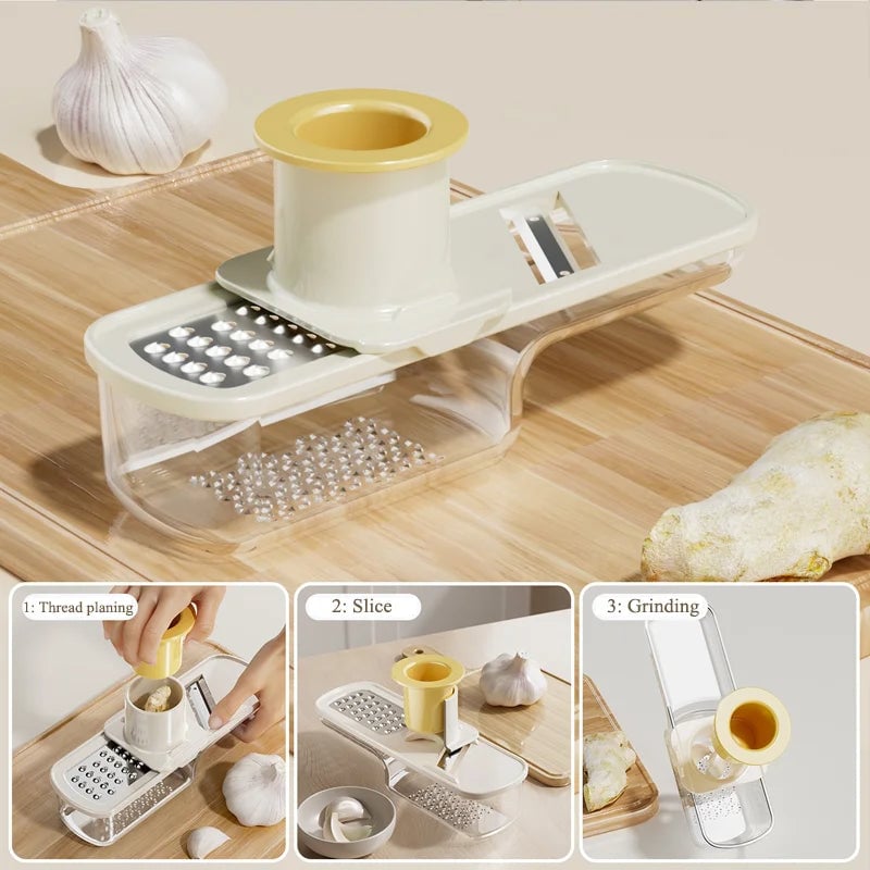 3in1 Manual Garlic Ginger Grinder Press - Spice Herb Crusher Tool