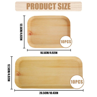 Rectangle Wood Paper Plates 10/20pcs Disposable Tableware Party Trays