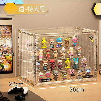 3-Tier Acrylic Display Case Dustproof Step Shelf Anime Figures
