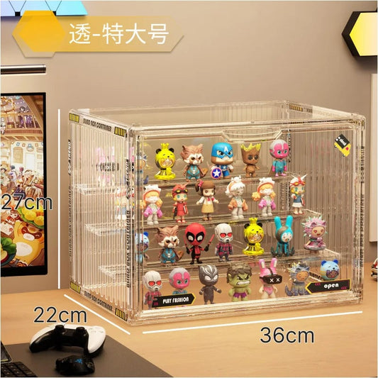 3-Tier Acrylic Display Case Dustproof Step Shelf Anime Figures