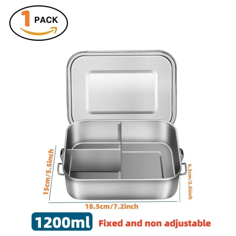 304 Stainless Steel Bento Lunch Box - Airtight BPA-Free Adult