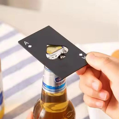 Stainless Steel Credit Card Bottle Opener - Spades Design