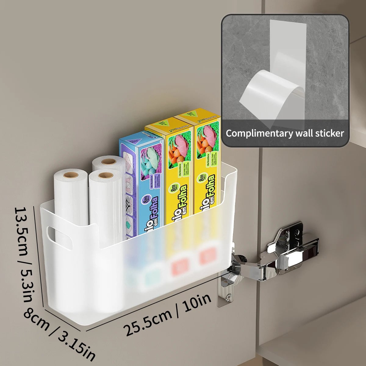 Wall Mount Cabinet Door Storage Box with Cling Film Hooks Bathroom