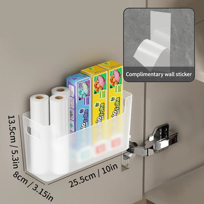 Wall Mount Cabinet Door Storage Box with Cling Film Hooks Bathroom