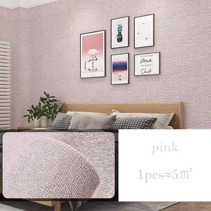 Waterproof Self Adhesive Linen Wallpaper - Plain Color Wall Stickers