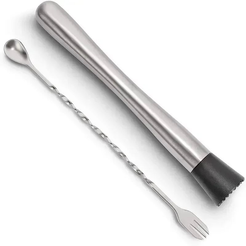 Stainless Steel Cocktail Muddler & Mixing Spoon Bar Tool Set