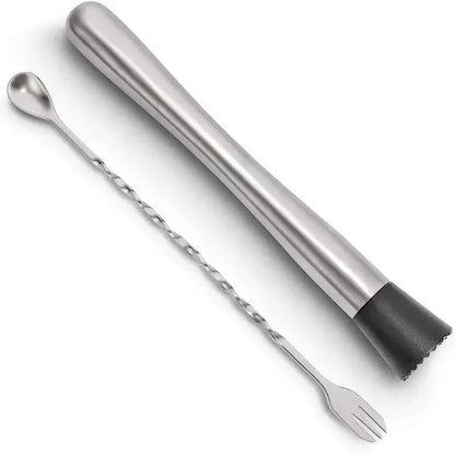 Stainless Steel Cocktail Muddler & Mixing Spoon Bar Tool Set