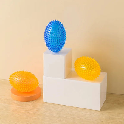 Chew Resistant Olive Spike Dog Ball - Squeaky Teeth Cleaning Toy