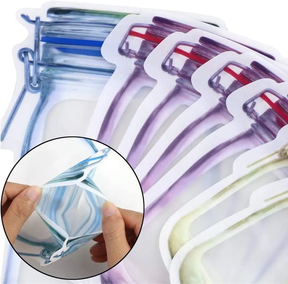 Leakproof Reusable Mason Jar Zipper Bags Multi-Size Food Storage