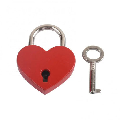 Heart Shape Mini Padlock Luggage Lock with Key - Vintage Style