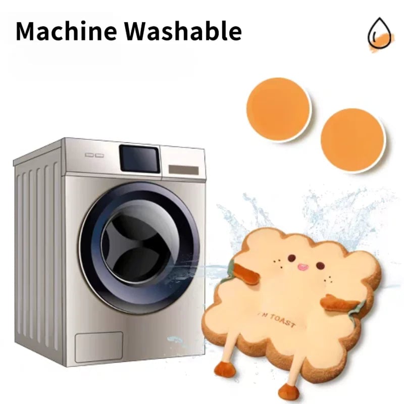 Toast-Shaped Washable Seat & Back Cushion Set Anti-Fatigue Pillow