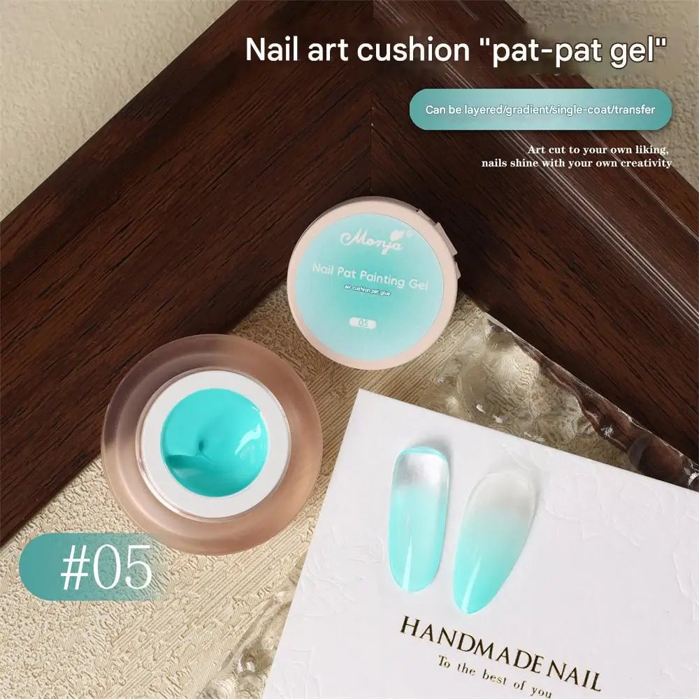 Cushion Patting Gel Polish - Ombre Black White Peach Gradient Nail Art