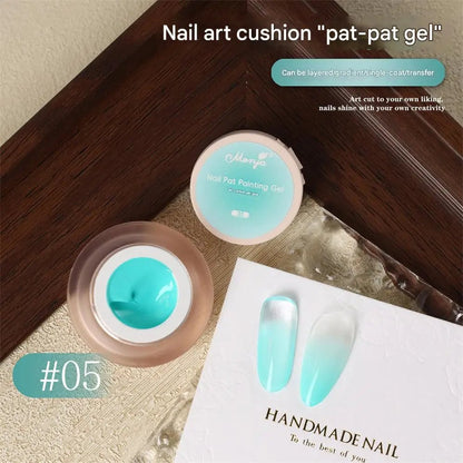 Cushion Patting Gel Polish - Ombre Black White Peach Gradient Nail Art