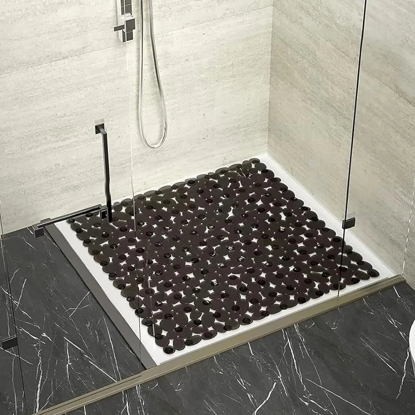 Square Non Slip Shower Mat 53x52cm Suction Cups Drain Holes Bath