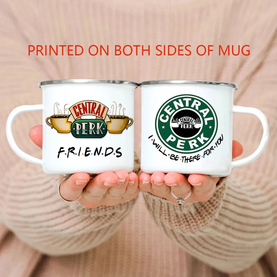 Personalised 11oz Enamel Central Perk Friends TV Show Coffee Mug