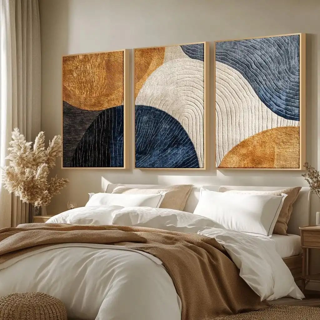 Japandi Triptych Canvas Wall Art Set Nature Abstract Modern Poster