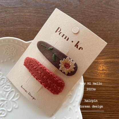 Floral Fabric Snap Hair Clips - Non-Slip Soft Hairpins for Toddler