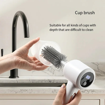 USB Rechargeable Electric Spin Scrubber - 5 Brush Heads Cleaning Kit