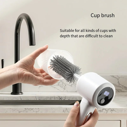 USB Rechargeable Electric Spin Scrubber - 5 Brush Heads Cleaning Kit