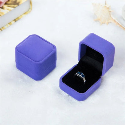 Rounded Flannelette Ring Box - Flocked Jewelry Storage Organizer
