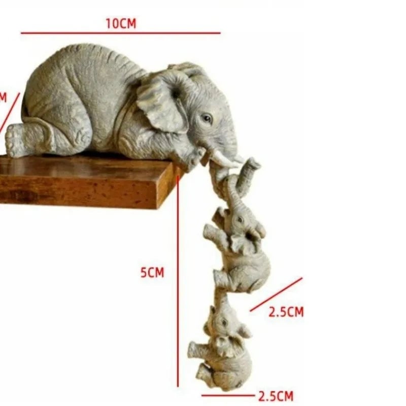 3-Piece Resin Elephant Baby Figurine Set - Miniature Home Decor