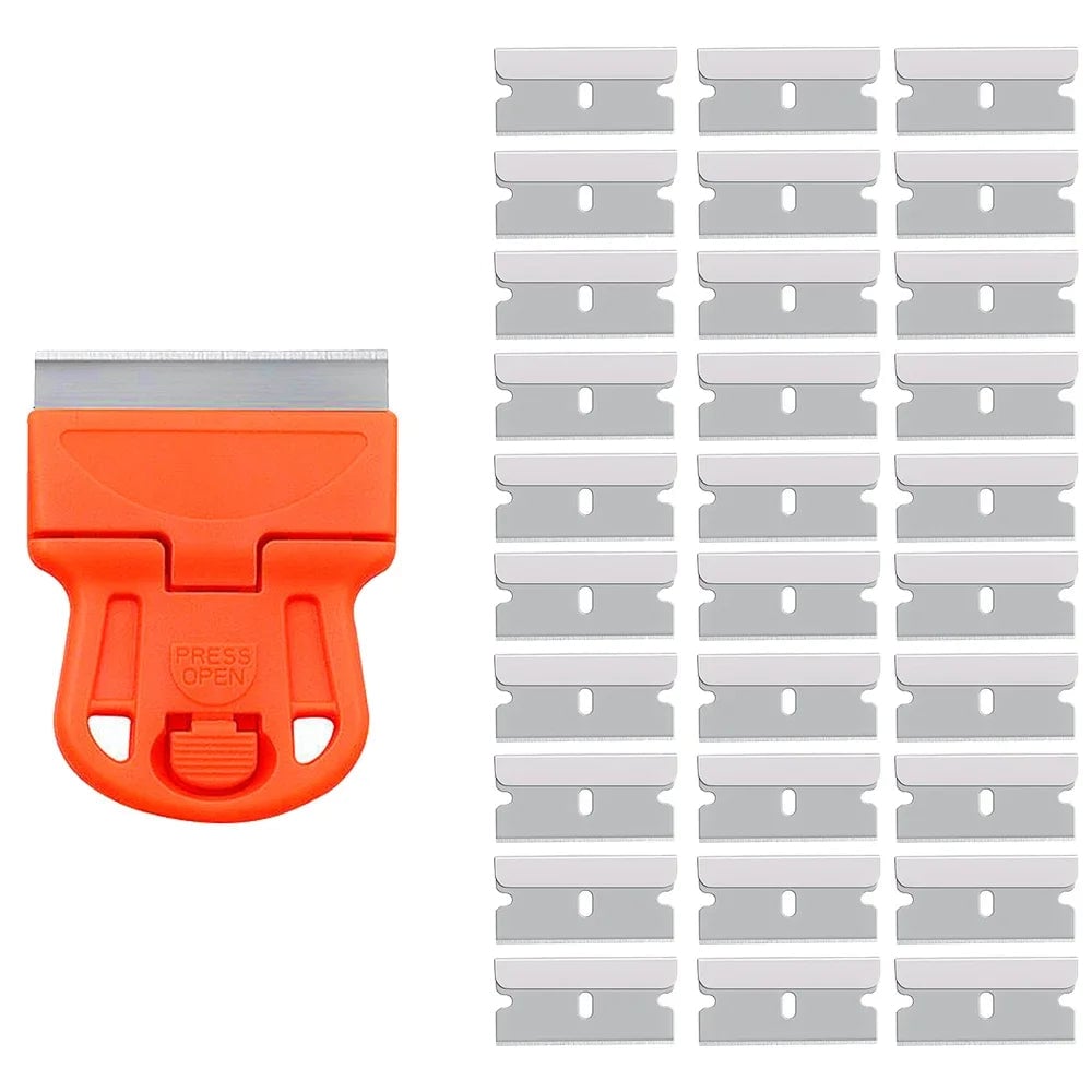 Car Glass Scraper with Razor Blades - Sticker Glue Remover Tool