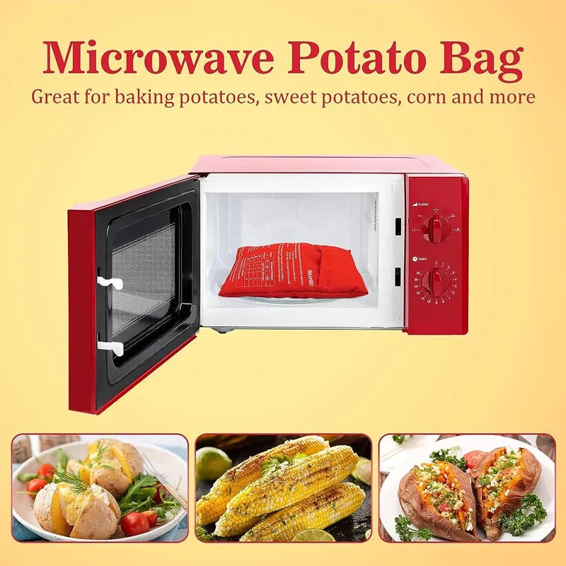 Microwave Potato Cooker Bag - Reusable 4 Minute Express Red Pouch