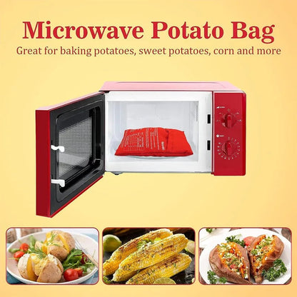 Microwave Potato Cooker Bag - Reusable 4 Minute Express Red Pouch