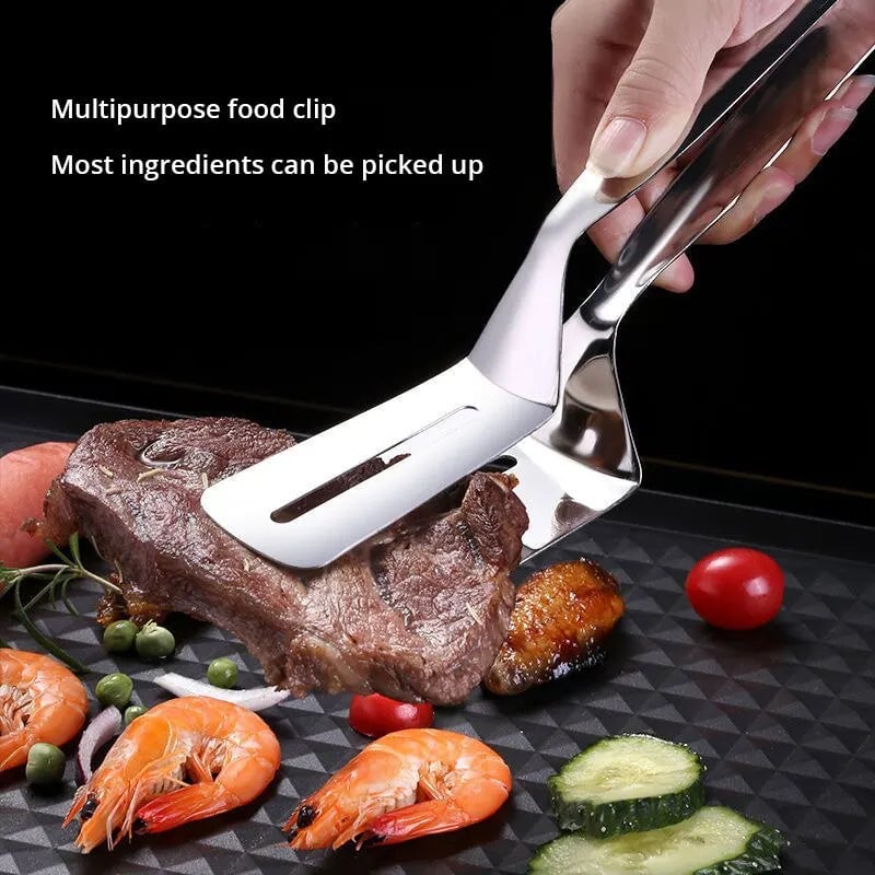 Stainless Steel Food Tongs - Steak Pancake Fish BBQ Kitchen Clip