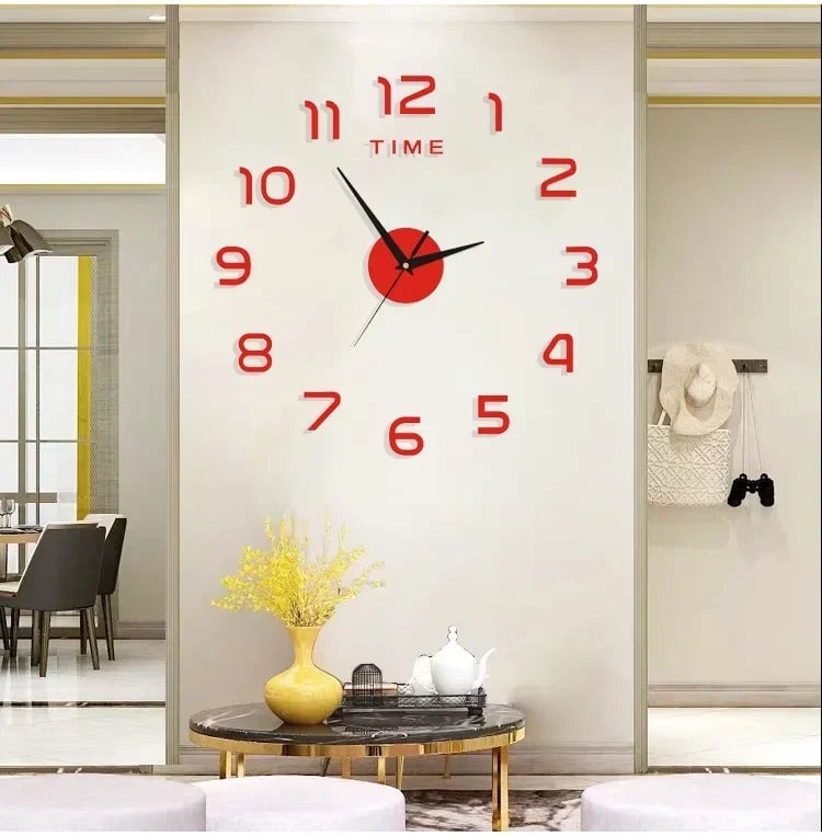 3D Acrylic Mirror Wall Clock Silent Digital Sticker Modern Decor