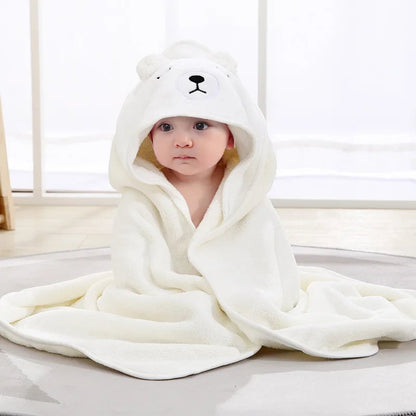 Hooded Baby Bath Towel Cartoon Animal Soft Newborn Bathrobe Blanket
