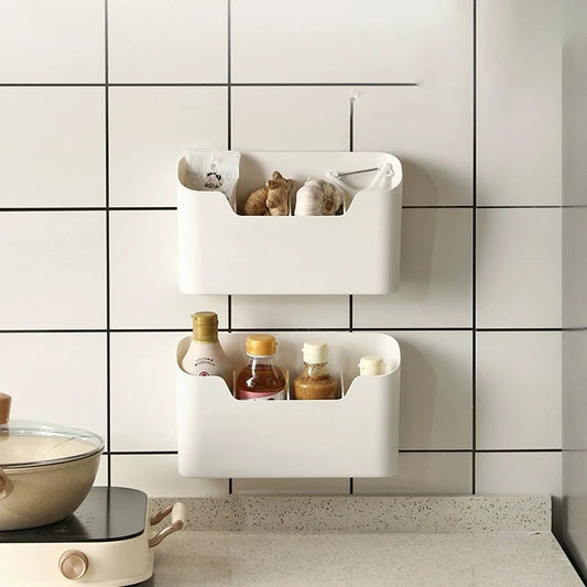 Wall Mounted Storage Rack - Kitchen Bathroom Cabinet Door Organizer