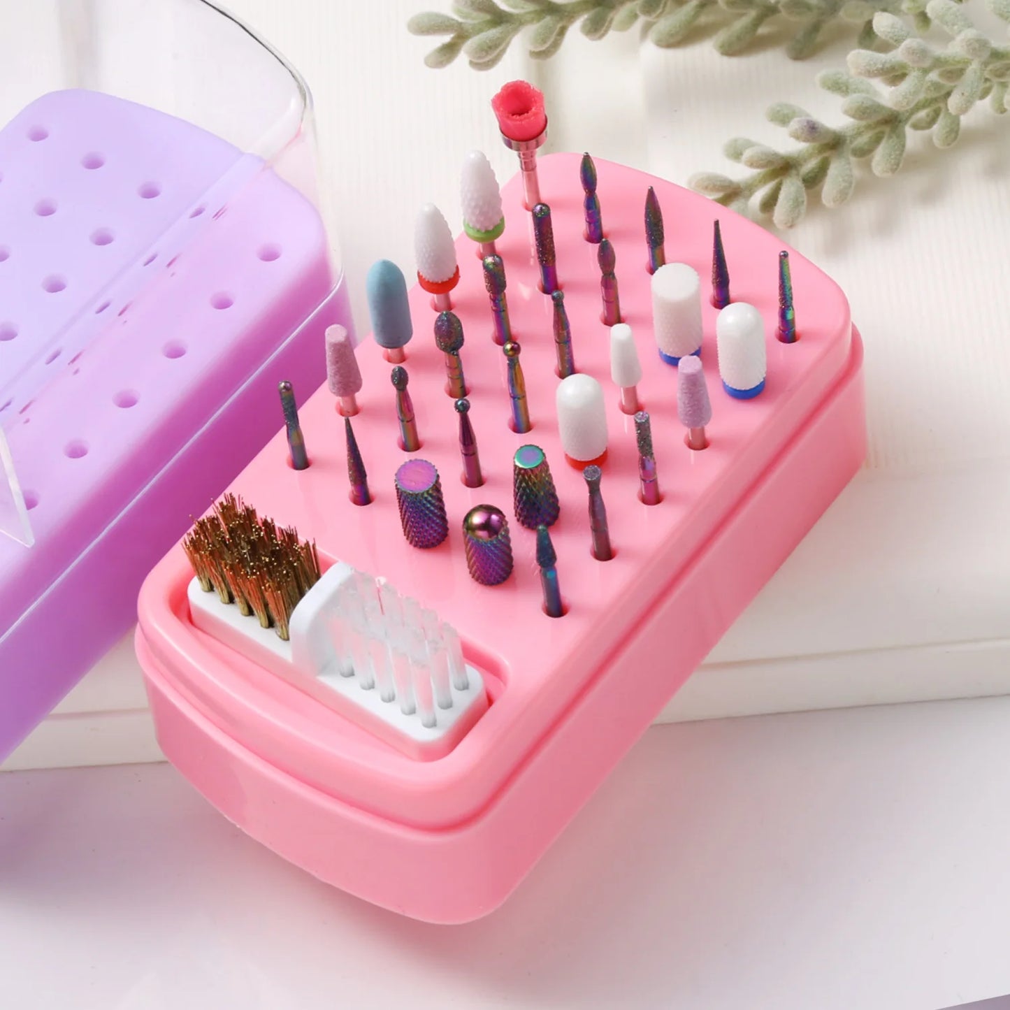 30 Slot Acrylic Nail Drill Bits Organizer Box Dustproof Storage