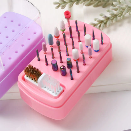 30 Slot Acrylic Nail Drill Bits Organizer Box Dustproof Storage