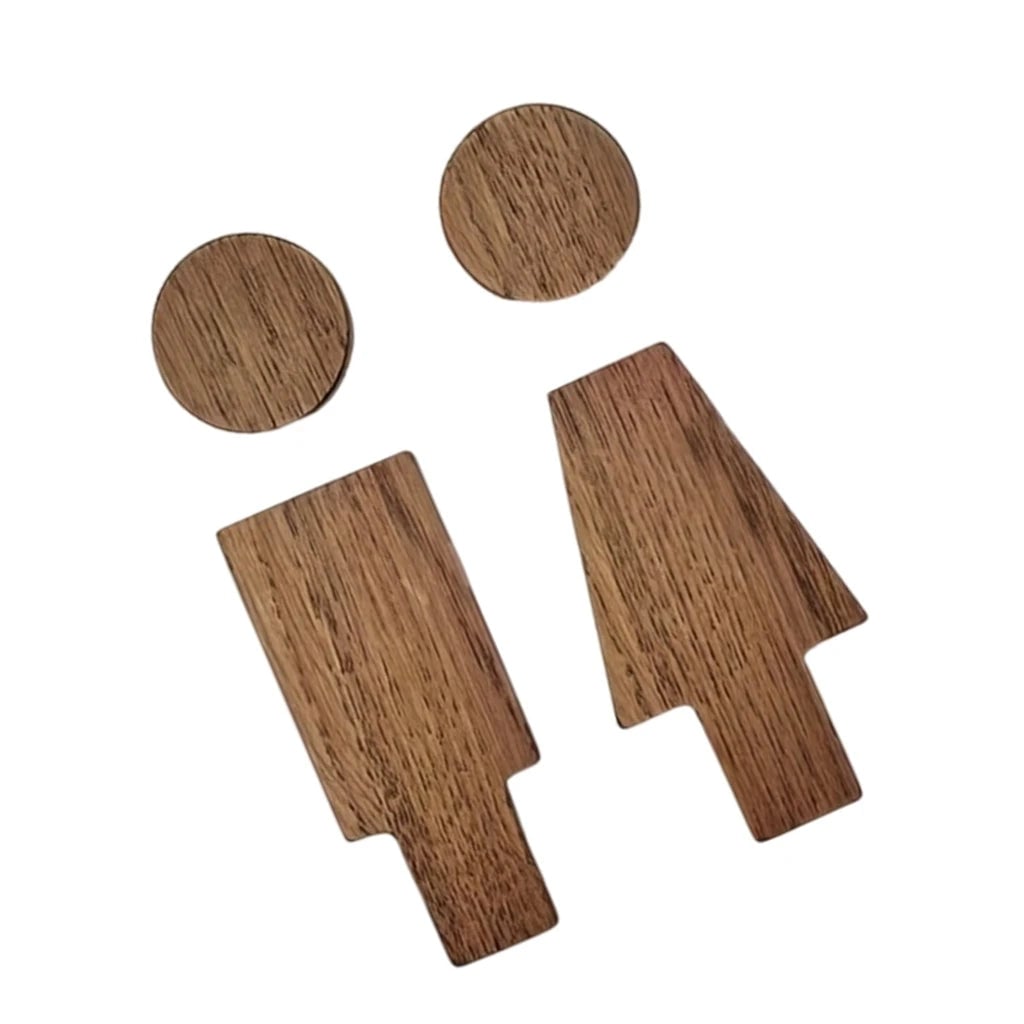 Wood Bathroom Door Signs Men Women Set Toilet Restroom Signage Home
