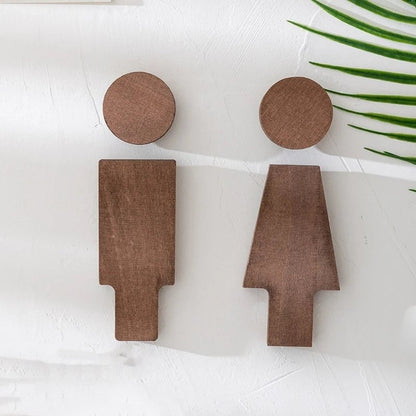 Wood Bathroom Door Signs Men Women Set Toilet Restroom Signage Home