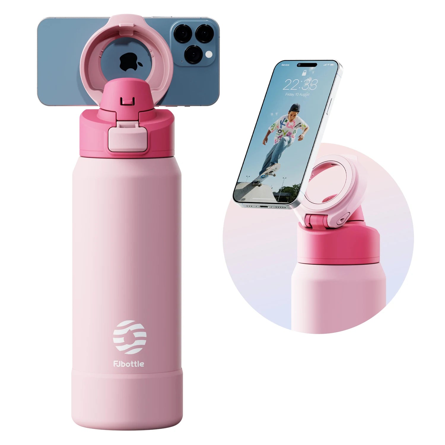 Magnetic Phone Holder Thermos Bottle - Stainless Steel Insulated