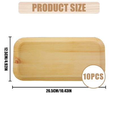 Rectangle Wood Paper Plates 10/20pcs Disposable Tableware Party Trays
