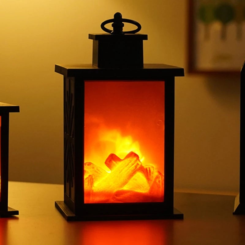 LED Flame Effect Handheld Table Lamp - Portable Fireplace Decor